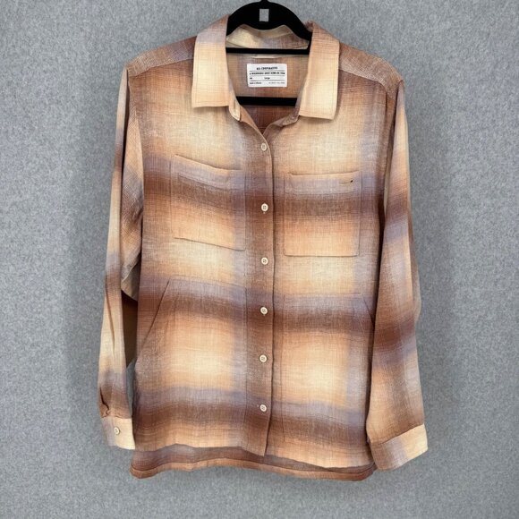 REI Tops - REI Co-op Womens Trailsmith Long-Sleeve Shirt Size L Peach Lavender Plaid Hemp